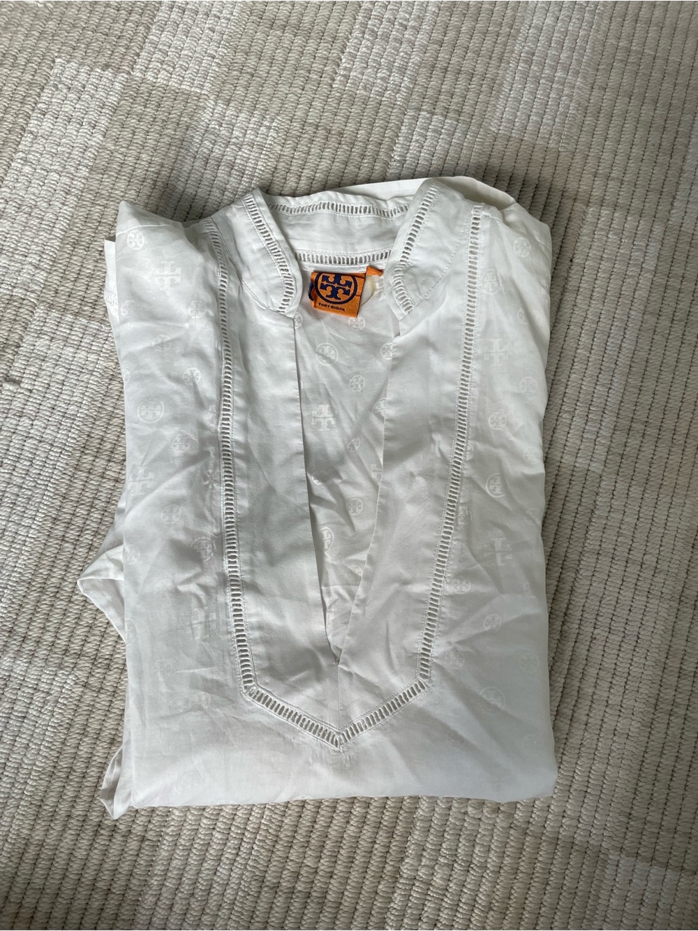 Tory Burch White Women’s Shirt with Subtle Logo Jacquard
